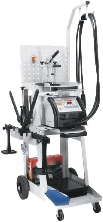 Trolley-mounted 140,000 µF aluminium dent repair station